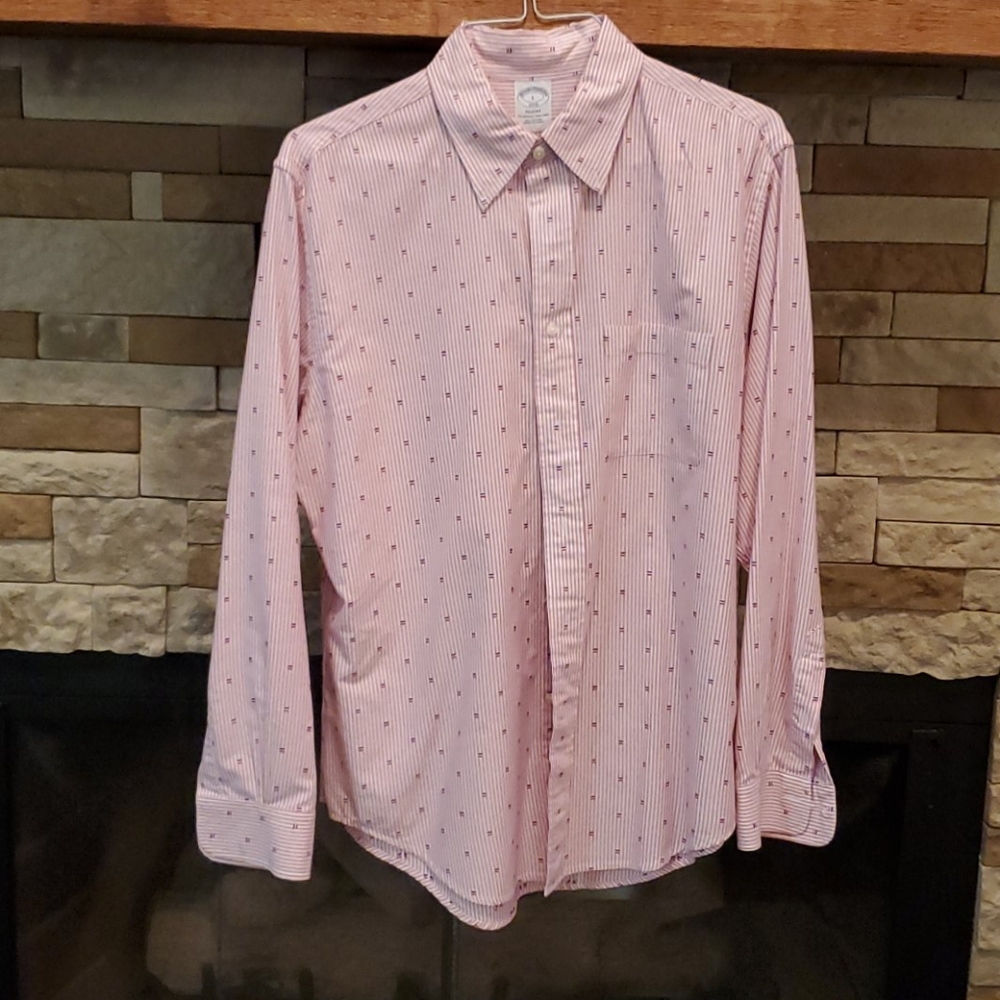 BROOKS BROTHERS BENGAL STRIPED SHIRT, LARGE